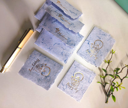 Wish Cards in Blue Denim Textile Recycled Paper – Greeting & Note Cards by UNALOME available on Brown Living™. . SKU: UN - WS - 14. Img 4.