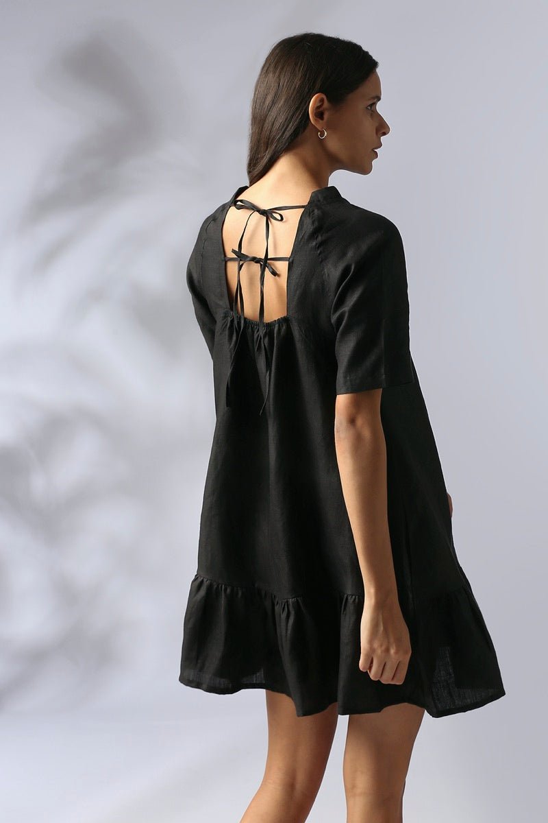 Buy Wisteria Gathered Dress - Black | Shop Verified Sustainable Products on Brown Living