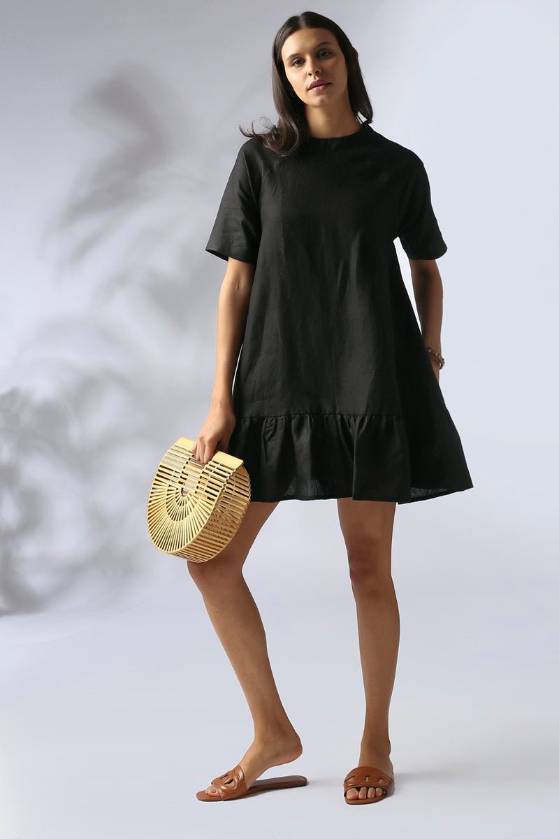 Buy Wisteria Gathered Dress - Black | Shop Verified Sustainable Womens Dress on Brown Living™