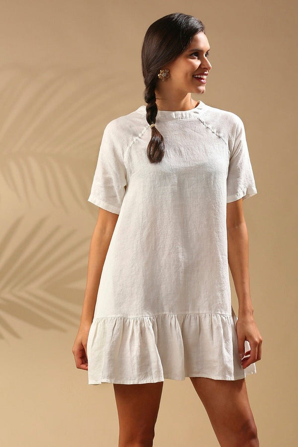 Buy Wisteria Gathered Dress - White | Shop Verified Sustainable Womens Dress on Brown Living™