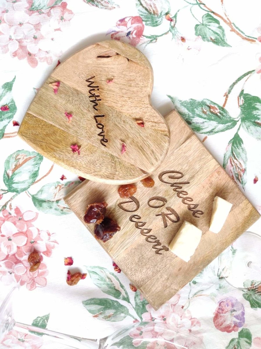 With Love Heart Cheese/Starter/Grazing Board - Mango Wood | Verified Sustainable by Brown Living™