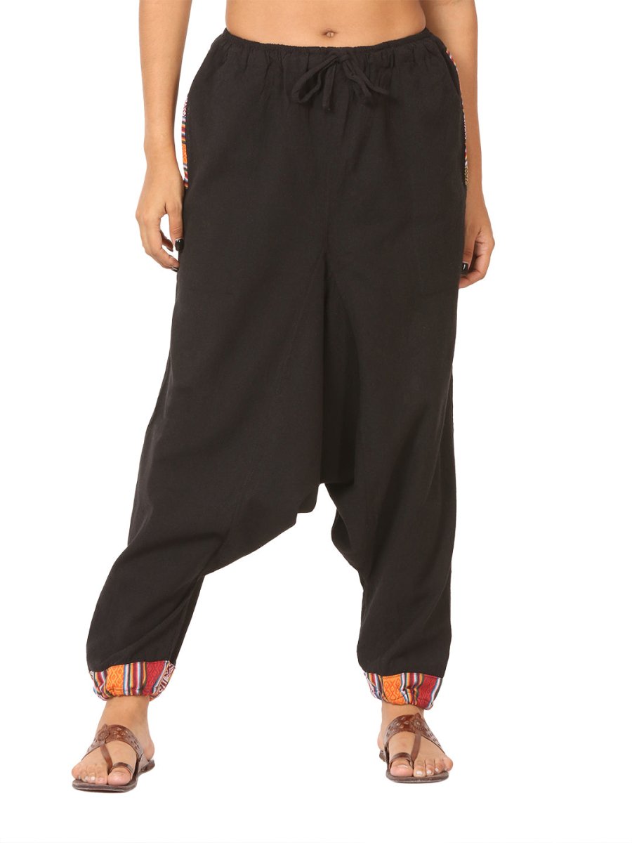 Women's Designer Harem Pants | Black | Fits Waist Size 28" to 36" | Verified Sustainable by Brown Living™