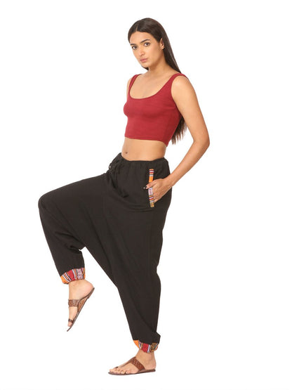 Women's Designer Harem Pants | Black | Fits Waist Size 28" to 36" | Verified Sustainable by Brown Living™