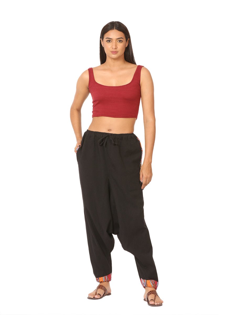 Women's Designer Harem Pants | Black | Fits Waist Size 28" to 36" | Verified Sustainable by Brown Living™