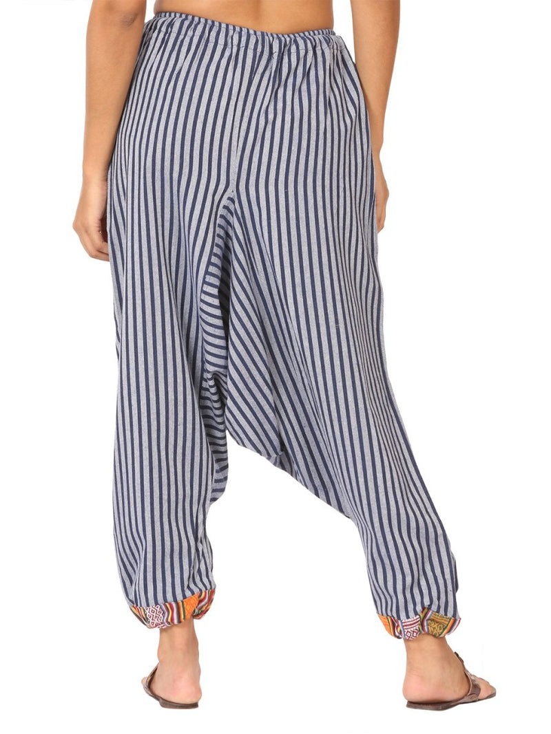 Buy Women's Designer Harem Pants | Blue Stripes | GSM-170 | Free Size | Shop Verified Sustainable Products on Brown Living