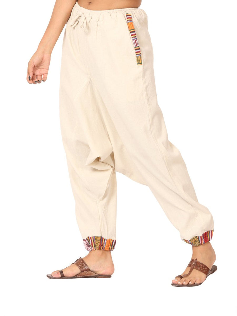Buy Women's Designer Harem Pants | Cream | GSM-170 | Free Size | Shop Verified Sustainable Products on Brown Living