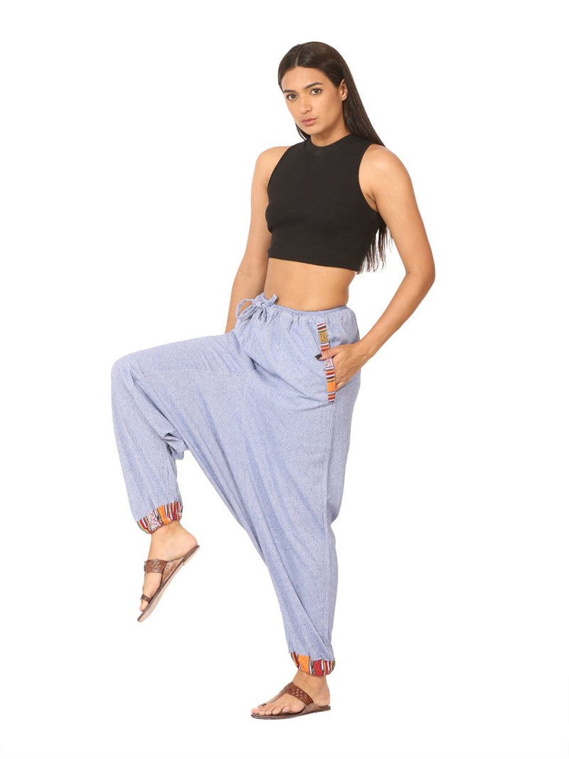 Buy Women's Designer Harem Pants | Lavender Blue | GSM-170 | Free Size | Shop Verified Sustainable Products on Brown Living