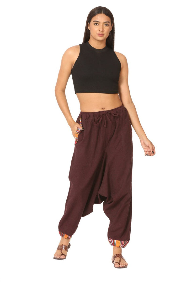 Buy Women's Designer Harem Pants | Maroon | Fits Waist Size 28" to 36" | Shop Verified Sustainable Womens Pants on Brown Living™