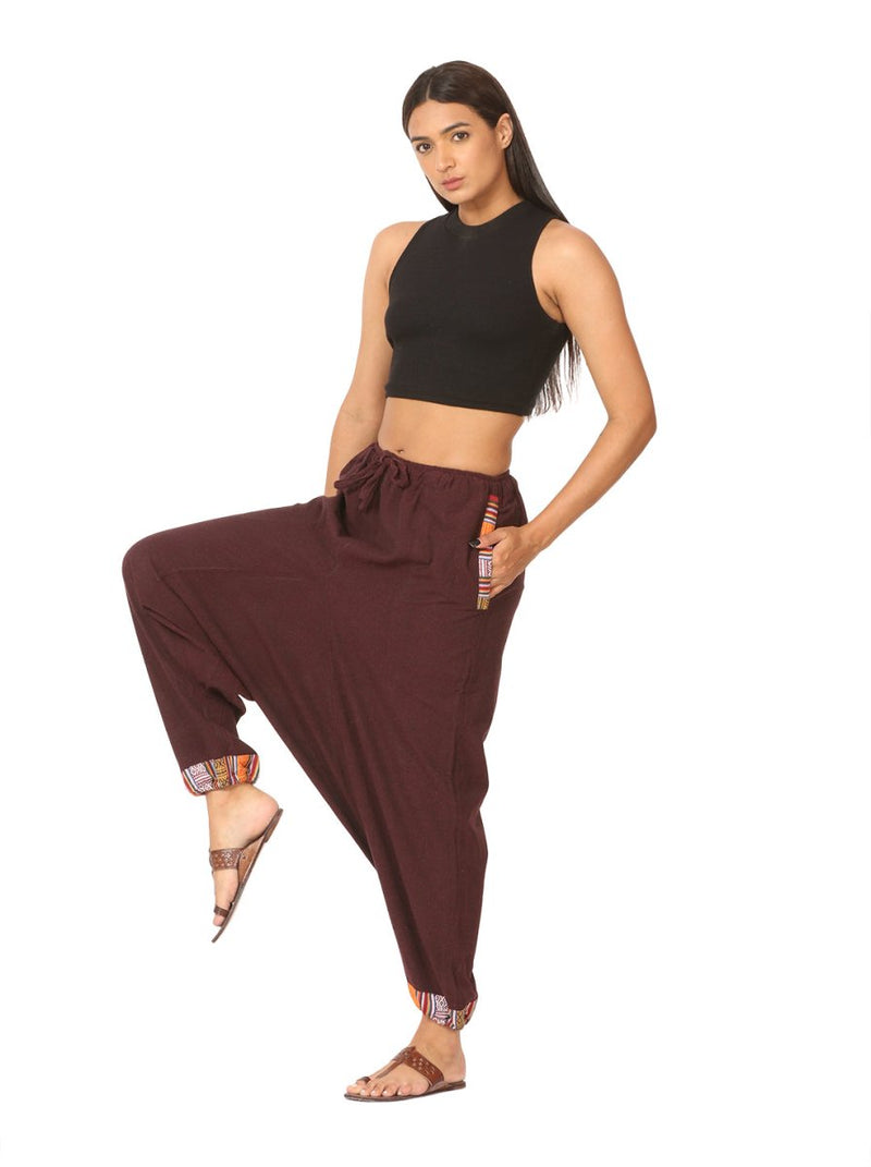 Buy Women's Designer Harem Pants | Maroon | GSM-170 | Free Size | Shop Verified Sustainable Products on Brown Living
