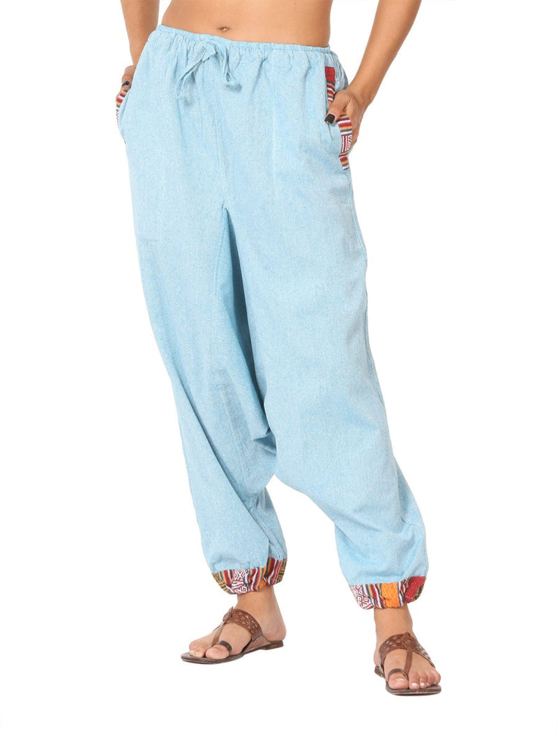 Buy Women's Designer Harem Pants | Sky Blue | GSM-170 | Free Size | Shop Verified Sustainable Products on Brown Living