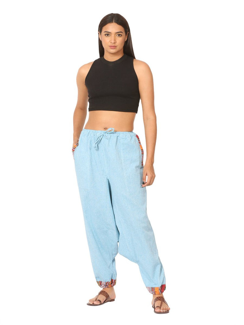 Buy Women's Designer Harem Pants | Sky Blue | GSM-170 | Free Size | Shop Verified Sustainable Products on Brown Living