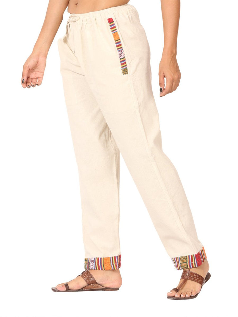Buy Women's Designer Lounge Pants | Cream | GSM-170 | Free Size | Shop Verified Sustainable Products on Brown Living