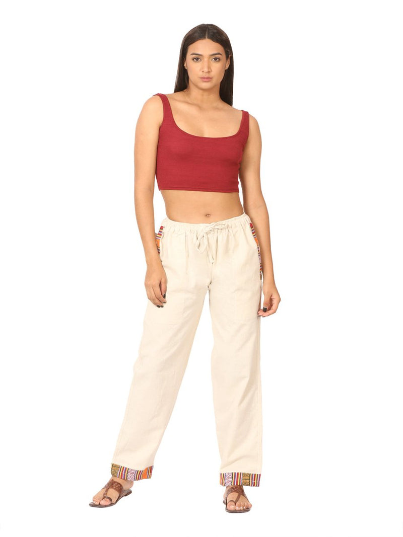 Buy Women's Designer Lounge Pants | Cream | GSM-170 | Free Size | Shop Verified Sustainable Products on Brown Living