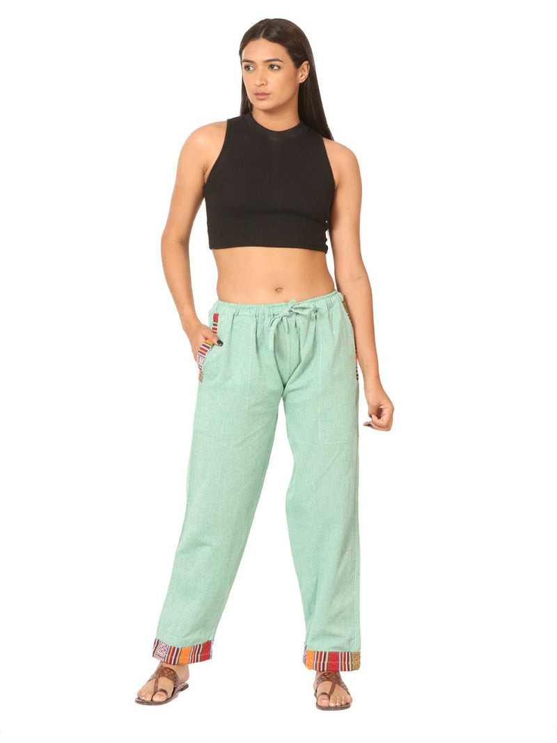Buy Women's Designer Lounge Pants | Green | GSM-170 | Free Size | Shop Verified Sustainable Products on Brown Living