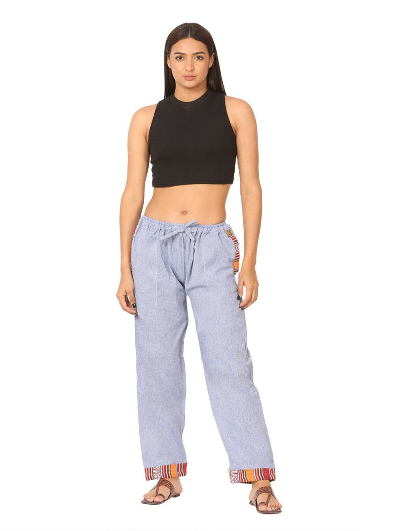 Buy Women's Designer Lounge Pants | Lavender Blue | GSM-170 | Free Size | Shop Verified Sustainable Products on Brown Living