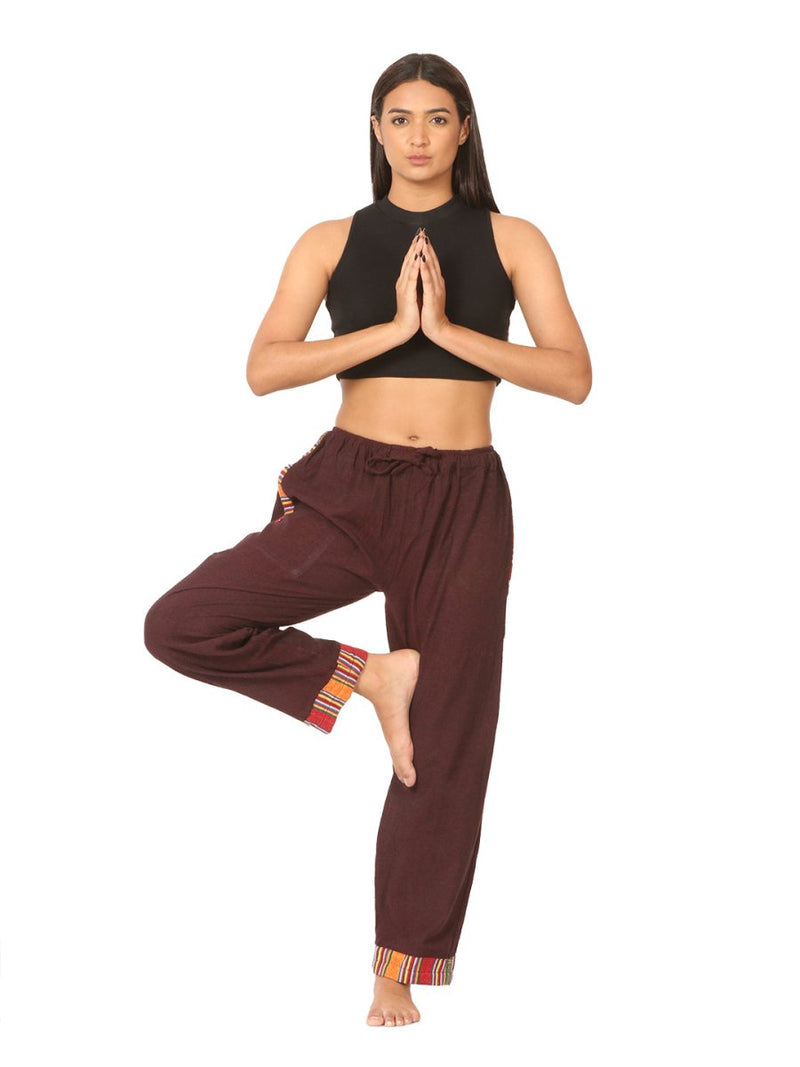Buy Women's Designer Lounge Pants | Maroon | GSM-170 | Free Size | Shop Verified Sustainable Products on Brown Living