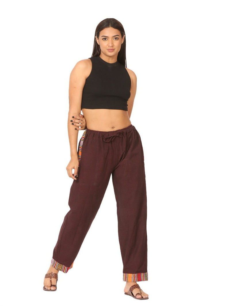 Buy Women's Designer Lounge Pants | Maroon | GSM-170 | Free Size | Shop Verified Sustainable Products on Brown Living