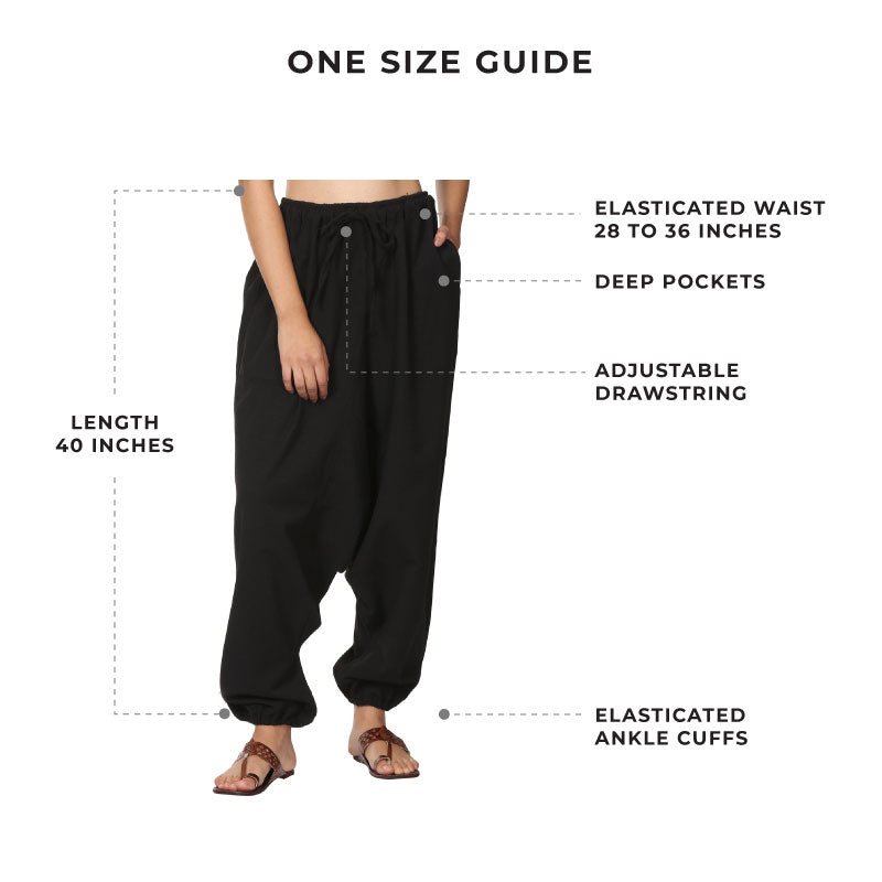 Women's Harem Pant | Black | Fits Waist Size 28" to 36" | Verified Sustainable by Brown Living™