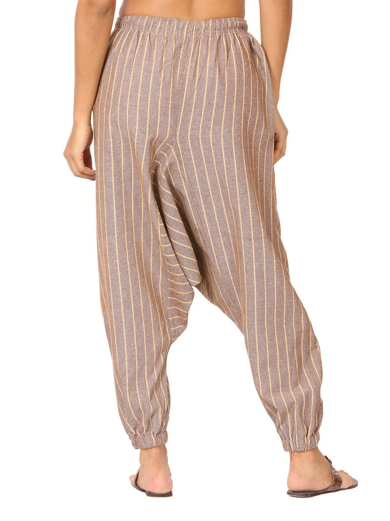 Buy Women's Harem Pant | Brown Stripes | Fits Waist Size 28" to 36" | Shop Verified Sustainable Womens Pants on Brown Living™