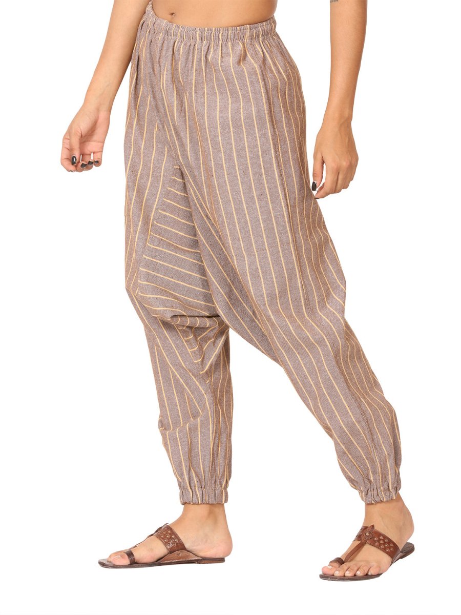 Women's Harem Pant | Brown Stripes | Fits Waist Size 28" to 36" | Verified Sustainable by Brown Living™