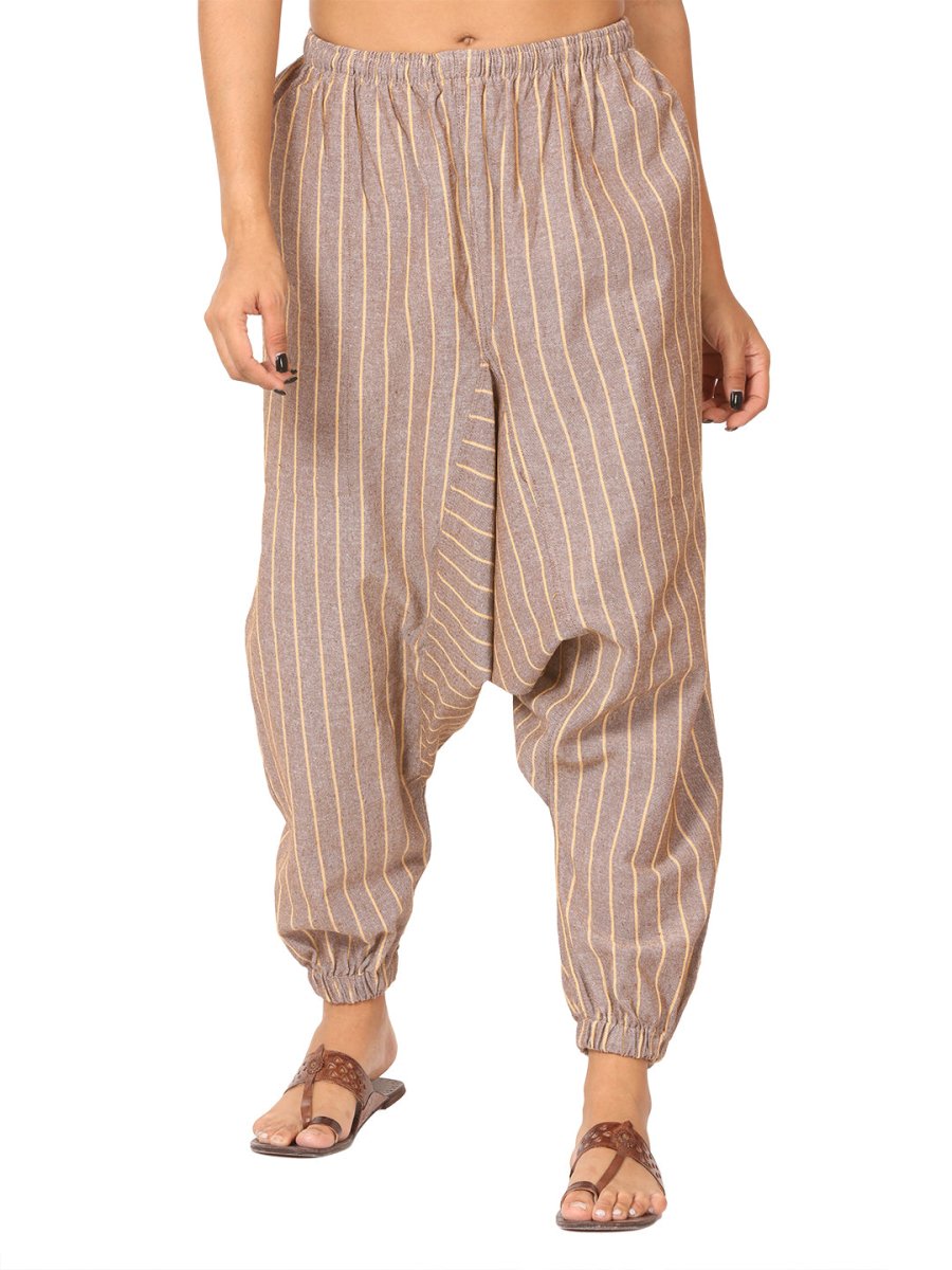 Women's Harem Pant | Brown Stripes | Fits Waist Size 28" to 36" | Verified Sustainable by Brown Living™