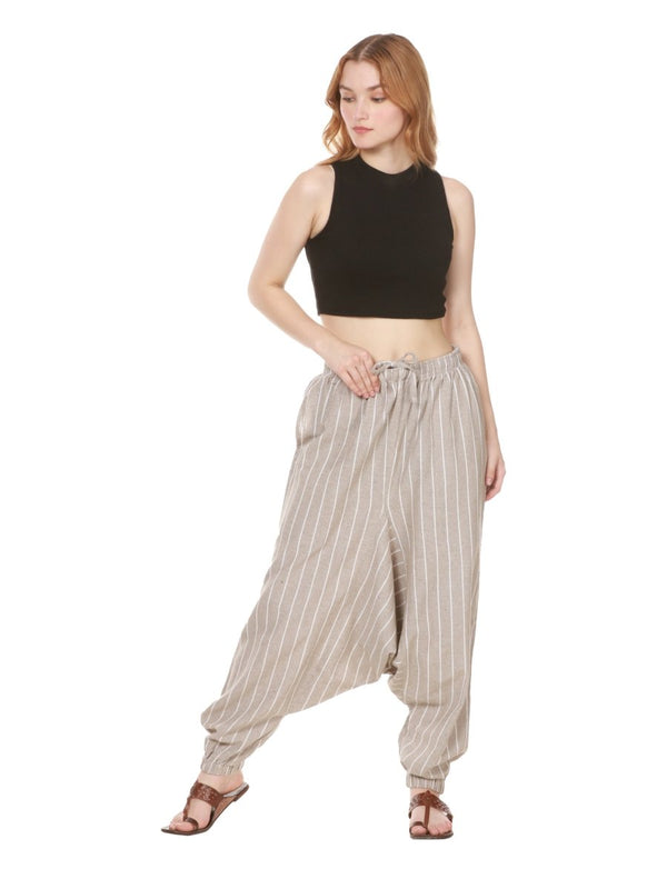 womens harem pant brownish grey stripes gsm 170 free size verified sustainable products on brown living