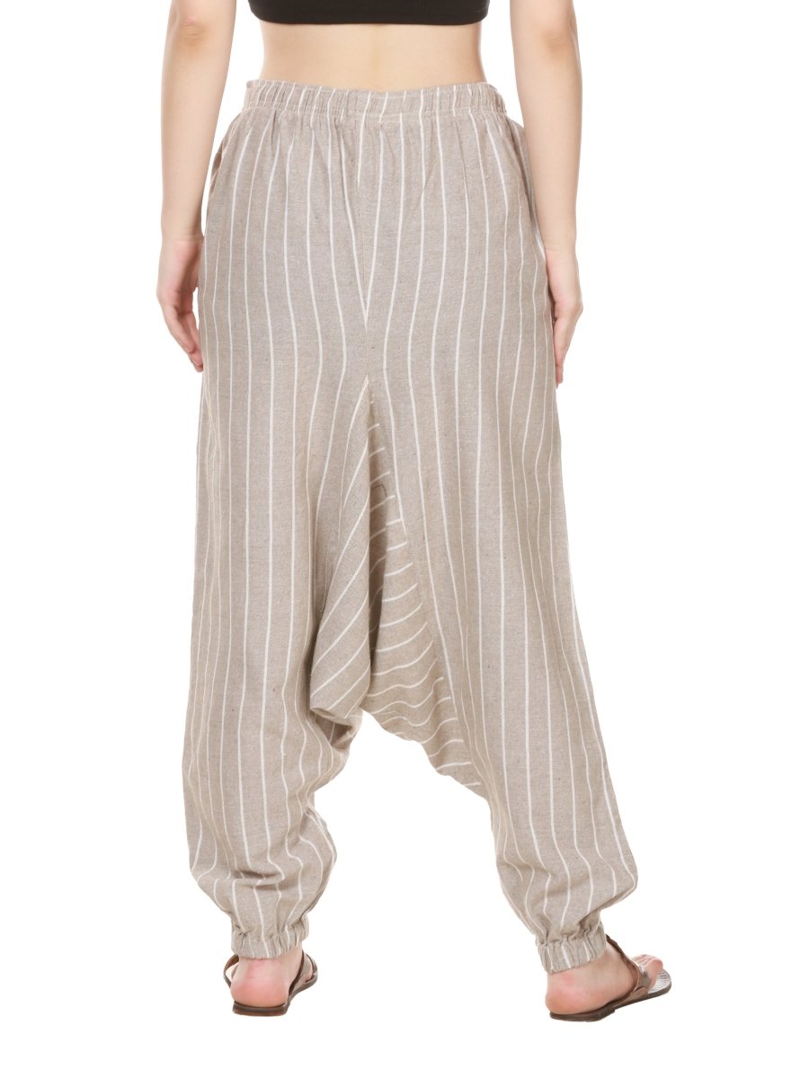 Women's Harem Pant | Grey Stripes | Fits Waist Size 28" to 36" | Verified Sustainable by Brown Living™