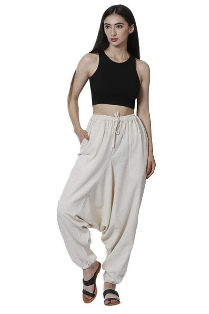 Women's Harem Pant | Cream | Fits Waist Size 28" to 36" | Verified Sustainable by Brown Living™