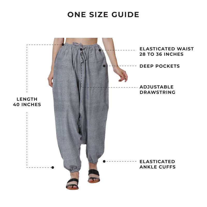 Women's Harem Pant | Grey | Fits Waist Size 28" to 36" | Verified Sustainable by Brown Living™