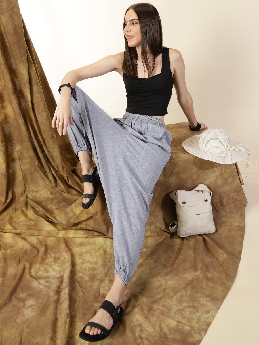 Women's Harem Pant | Grey | Fits Waist Size 28" to 36" | Verified Sustainable by Brown Living™