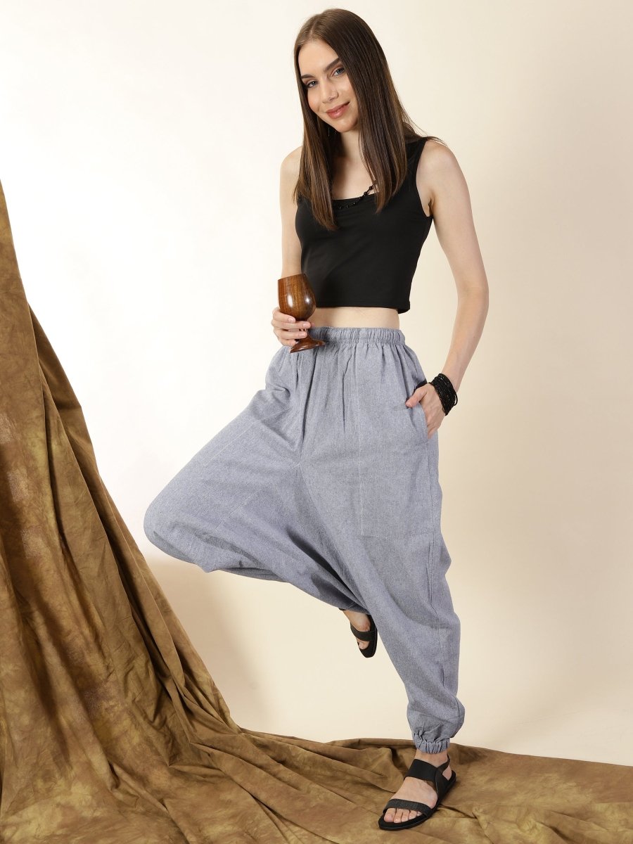 Women's Harem Pant | Grey | Fits Waist Size 28" to 36" | Verified Sustainable by Brown Living™