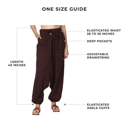 Women's Harem Pant | Maroon | Fits Waist Size 28" to 36" | Verified Sustainable by Brown Living™