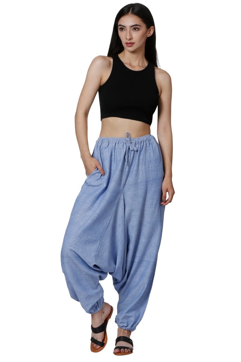 Women's Harem Pants | Lavender Blue | Fits Waist Size 28" to 36" | Verified Sustainable by Brown Living™