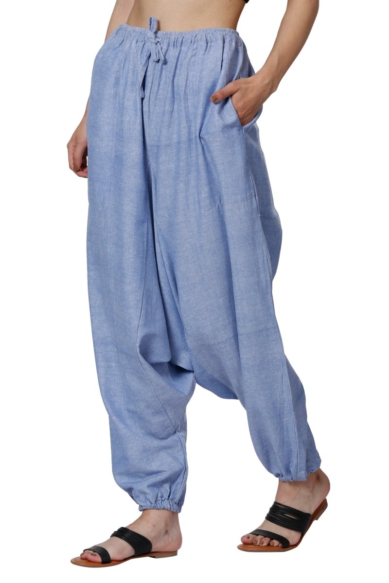 Buy Women's Harem Pants | Blue | GSM - 170 | Free Size | Shop Verified Sustainable Products on Brown Living