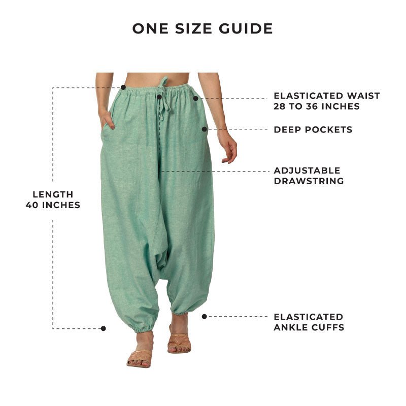 Buy Women's Harem Pants | Sea Green | Fits Waist Size 28" to 36" | Shop Verified Sustainable Womens Pyjama on Brown Living™