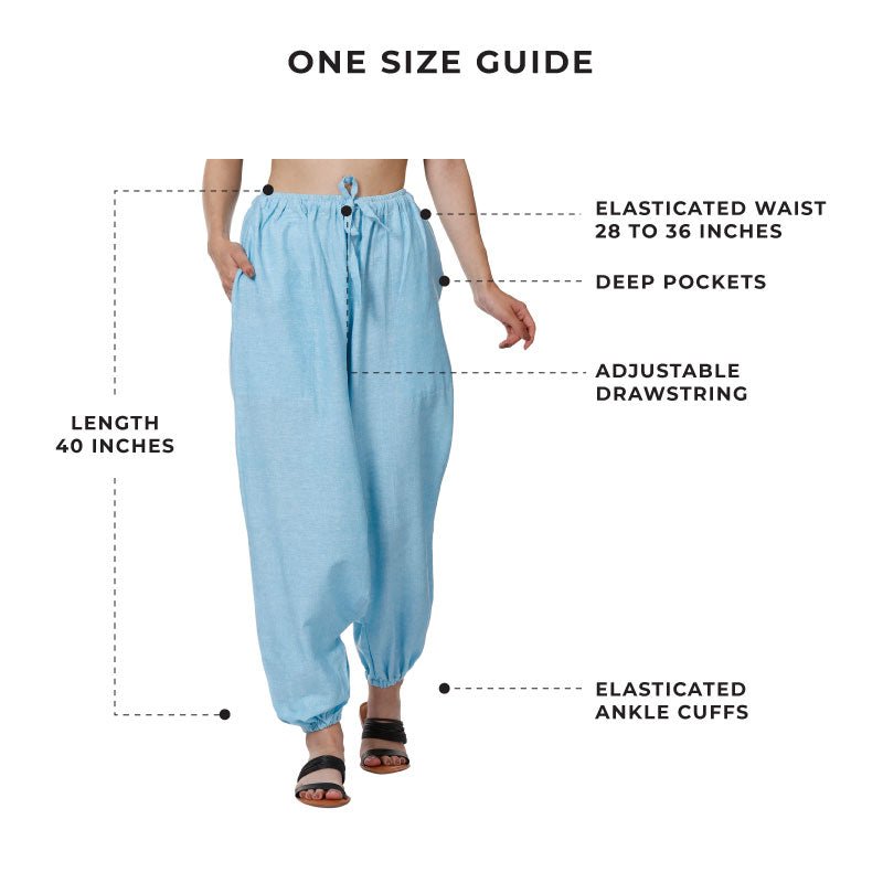 Buy Women's Harem Pants | Sky Blue | Fits Waist Size 28" to 36" | Shop Verified Sustainable Womens Pyjama on Brown Living™