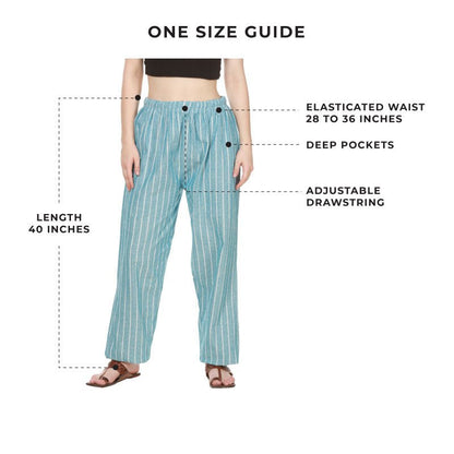 Women's Lounge Pant | Blue Stripes | Fits Waist 28" to 36" | Verified Sustainable by Brown Living™