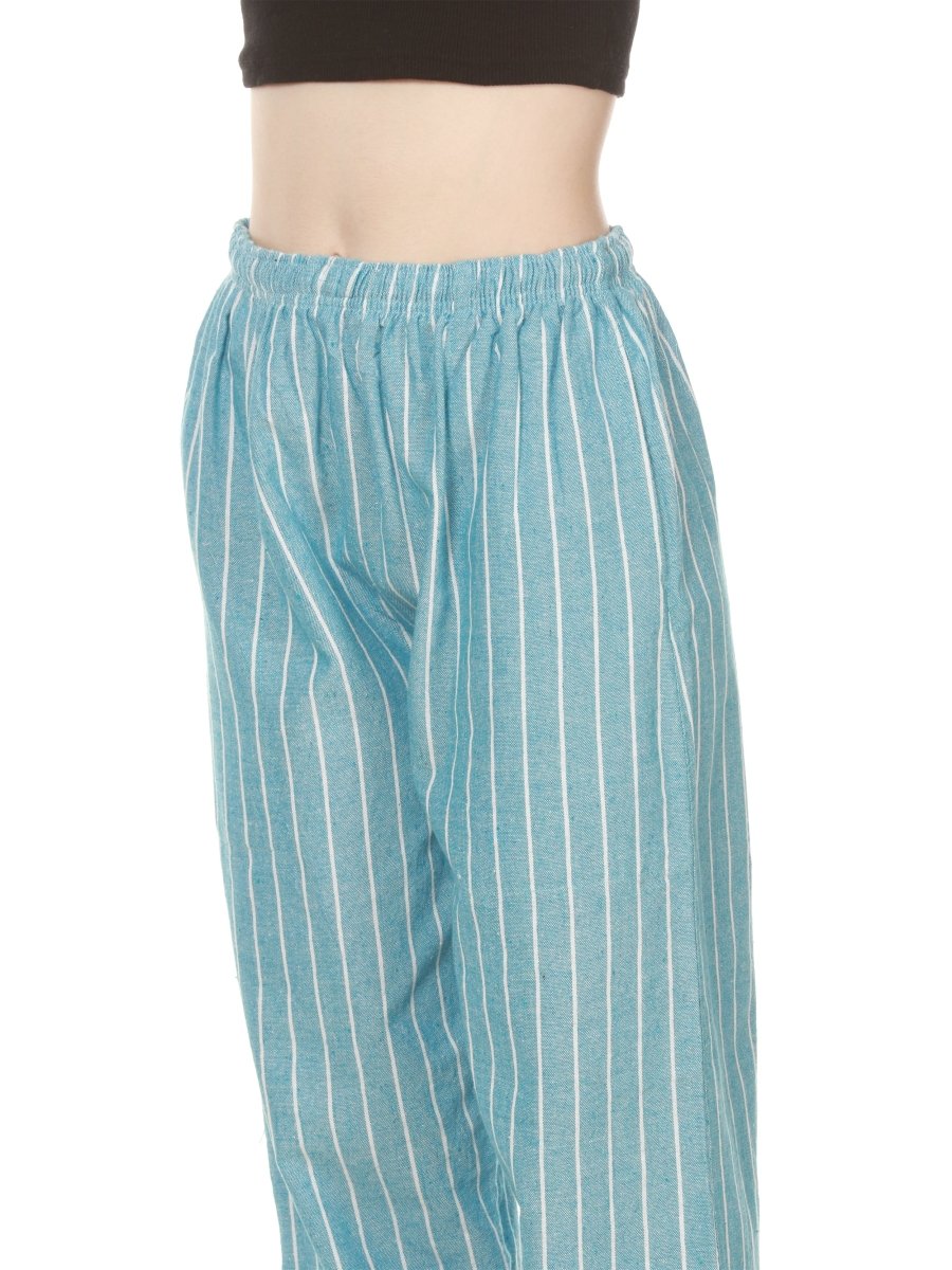 Women's Lounge Pant | Blue Stripes | Fits Waist 28" to 36" | Verified Sustainable by Brown Living™