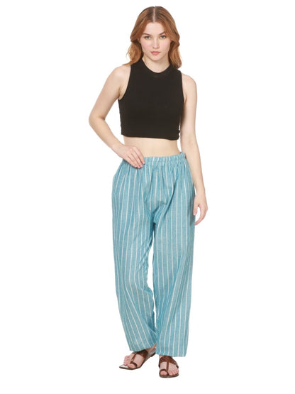 Women's Lounge Pant | Blue Stripes | Fits Waist 28" to 36" | Verified Sustainable by Brown Living™