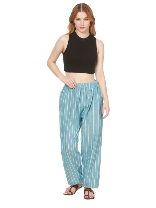 Buy Women's Lounge Pant | Blue Stripes | GSM-170 | Free Size | BT1016 | Shop Verified Sustainable Products on Brown Living