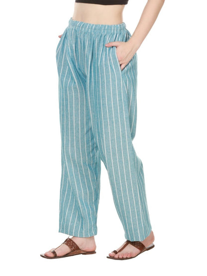 Women's Lounge Pant | Blue Stripes | Fits Waist 28" to 36" | Verified Sustainable by Brown Living™