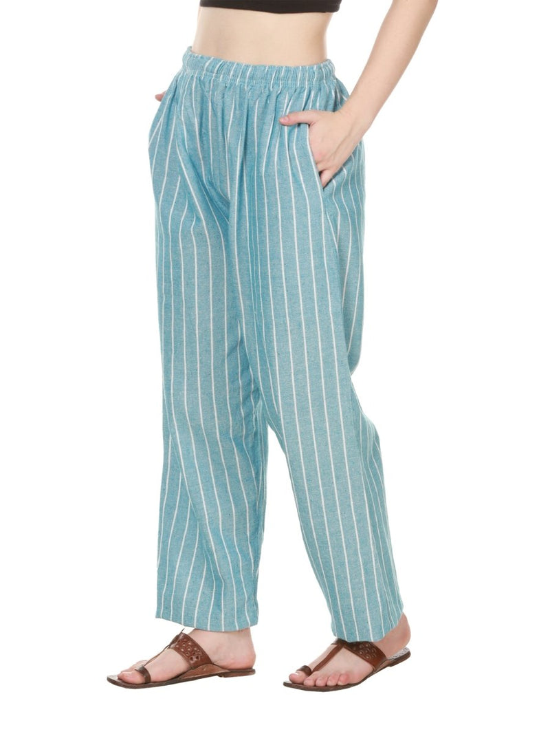 Buy Women's Lounge Pant | Blue Stripes | Fits Waist 28" to 36" | Shop Verified Sustainable Womens Pants on Brown Living™