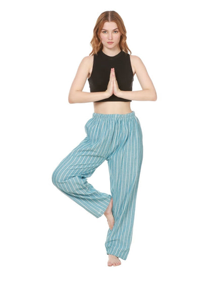 Women's Lounge Pant | Blue Stripes | Fits Waist 28" to 36" | Verified Sustainable by Brown Living™