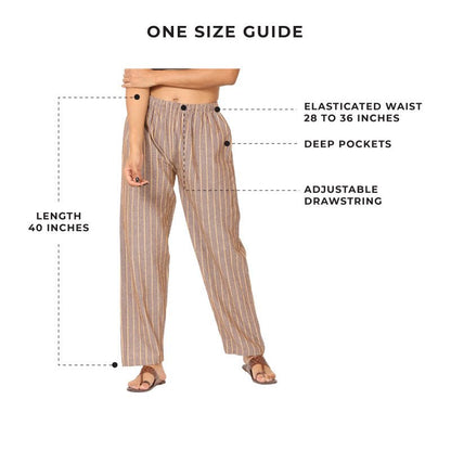 Women's Lounge Pant | Brown Stripes | Fits Waist Size 28" to 36" | Verified Sustainable by Brown Living™