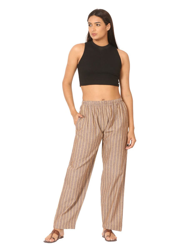 Buy Women's Lounge Pant | Brown Stripes | Fits Waist Size 28" to 36" | Shop Verified Sustainable Womens Pants on Brown Living™