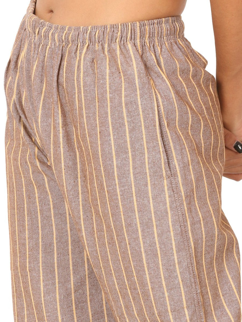Buy Women's Lounge Pant | Brown Stripes | Fits Waist Size 28" to 36" | Shop Verified Sustainable Womens Pants on Brown Living™