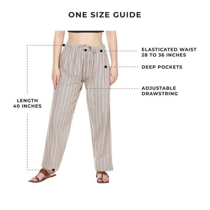 Women's Lounge Pant | Grey Stripes | Fits Waist Size 28" to 36" | Verified Sustainable by Brown Living™