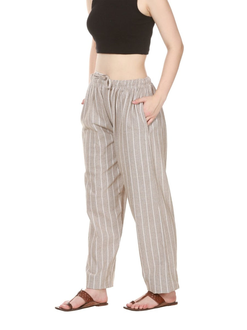 Buy Women's Lounge Pant | White Stripes |GSM-170 | Free Size | BT1020 | Shop Verified Sustainable Products on Brown Living