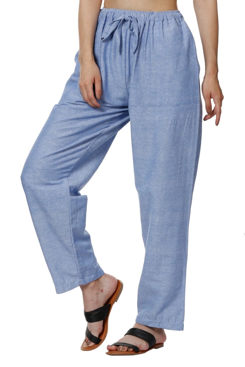 Buy Women's Lounge Pants | Blue | GSM-170 | Free Size | Shop Verified Sustainable Products on Brown Living