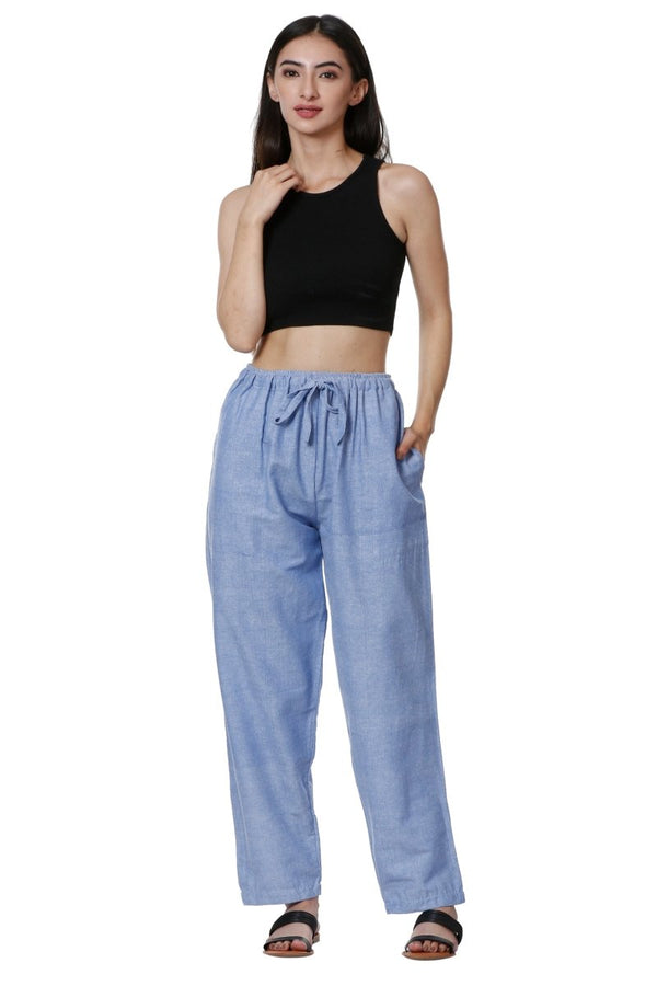 Buy Women's Lounge Pants | Blue | Fits Waist Size 28" to 36" | Shop Verified Sustainable Womens Pyjama on Brown Living™